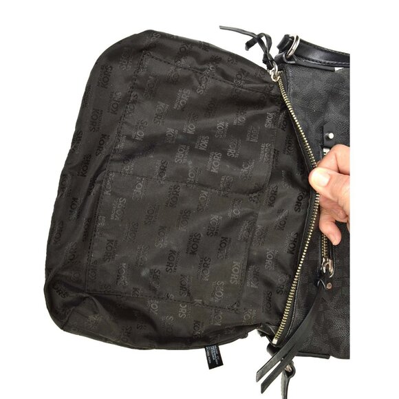 Michael Kors Fallon MK Signature Black Jacquard Leather Messenger Bag - Picture 5 of 15